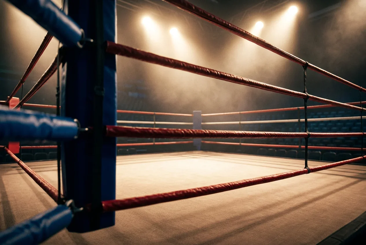 Analyse des cotes de paris sportifs boxe avec données statistiques et ring en arrière-plan